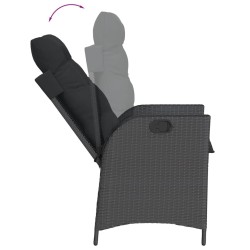Ensemble à manger de jardin coussins 5pcs Noir Résine tressée 638049638049