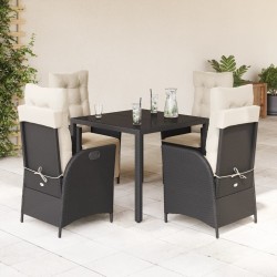 Ensemble à manger de jardin coussins 5pcs Noir Résine tressée 638050638050