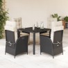 Ensemble à manger de jardin coussins 5pcs Noir Résine tressée 638050638050