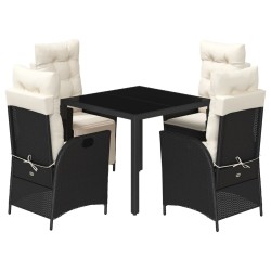 Ensemble à manger de jardin coussins 5pcs Noir Résine tressée 638050638050