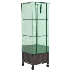 Jardinière de jardin avec couverture de serre et roues Marron 638051638051