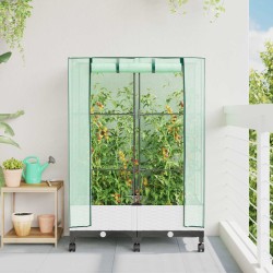 Jardinière de jardin avec couverture de serre et roues 2 pc PP 638056638056