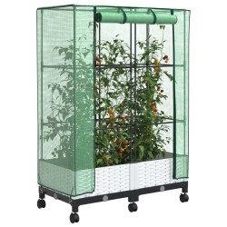 Jardinière de jardin avec couverture de serre et roues 2 pc PP 638056638056