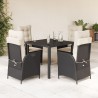 Ensemble à manger de jardin coussins 5pcs Noir Résine tressée 638058638058