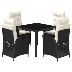 Ensemble à manger de jardin coussins 5pcs Noir Résine tressée 638058638058