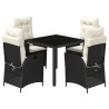 Ensemble à manger de jardin coussins 5pcs Noir Résine tressée 638058638058