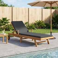 Chaise longue avec coussin Bois de teck massif 638060638060