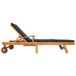 Chaise longue avec coussin Bois de teck massif 638060638060
