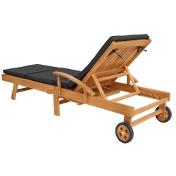 Chaise longue avec coussin Bois de teck massif 638060638060