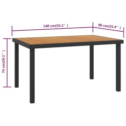 Table de jardin Marron 140x90x74 cm Aluminium et WPC 638061638061