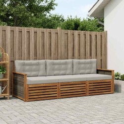 Ensemble de canapés d'extérieur 3 pcs Naturel et gris clair 638063638063