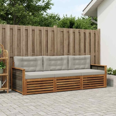 Ensemble de canapés d'extérieur 3 pcs Naturel et gris clair 638063638063