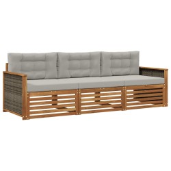 Ensemble de canapés d'extérieur 3 pcs Naturel et gris clair 638063638063