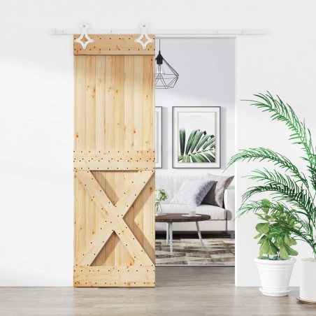 Porte coulissante Naturel et Blanc 70 x 210 cm 638067638067