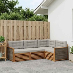 Ensemble de canapés d'extérieur 4 pcs Naturel et gris clair 638070638070