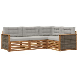 Ensemble de canapés d'extérieur 4 pcs Naturel et gris clair 638070638070
