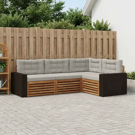 Ensemble de canapés d'extérieur 4 pcs Naturel et gris clair 638075638075