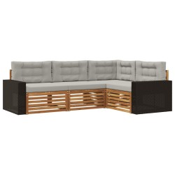 Ensemble de canapés d'extérieur 4 pcs Naturel et gris clair 638075638075