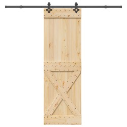 Porte coulissante NARVIK Naturel et noir 70 x 210 cm (213,5 cm) 638077638077