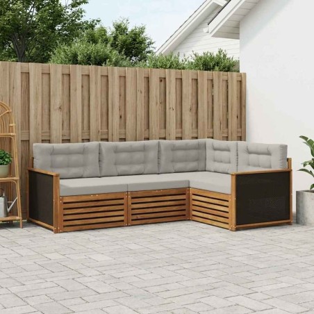 Ensemble de canapés d'extérieur 4 pcs Naturel et gris clair 638092638092