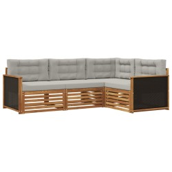 Ensemble de canapés d'extérieur 4 pcs Naturel et gris clair 638092638092