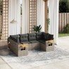 Salon de jardin 6 pcs avec coussins gris résine tressée 638095638095