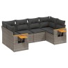 Salon de jardin 6 pcs avec coussins gris résine tressée 638095638095
