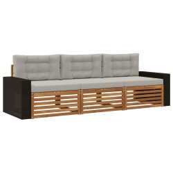 Ensemble de canapés d'extérieur 3 pcs Naturel et gris clair 638103638103