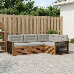 Ensemble de canapés d'extérieur 4 pcs Naturel et gris clair 638109638109
