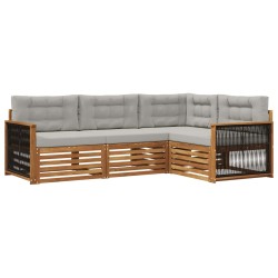 Ensemble de canapés d'extérieur 4 pcs Naturel et gris clair 638109638109