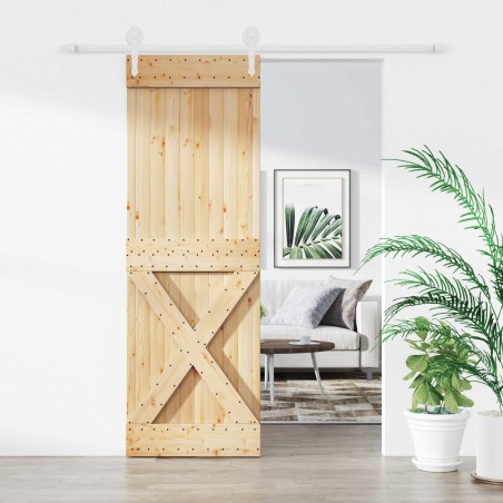 Porte coulissante Naturel et Blanc 70 x 210 cm 638111638111