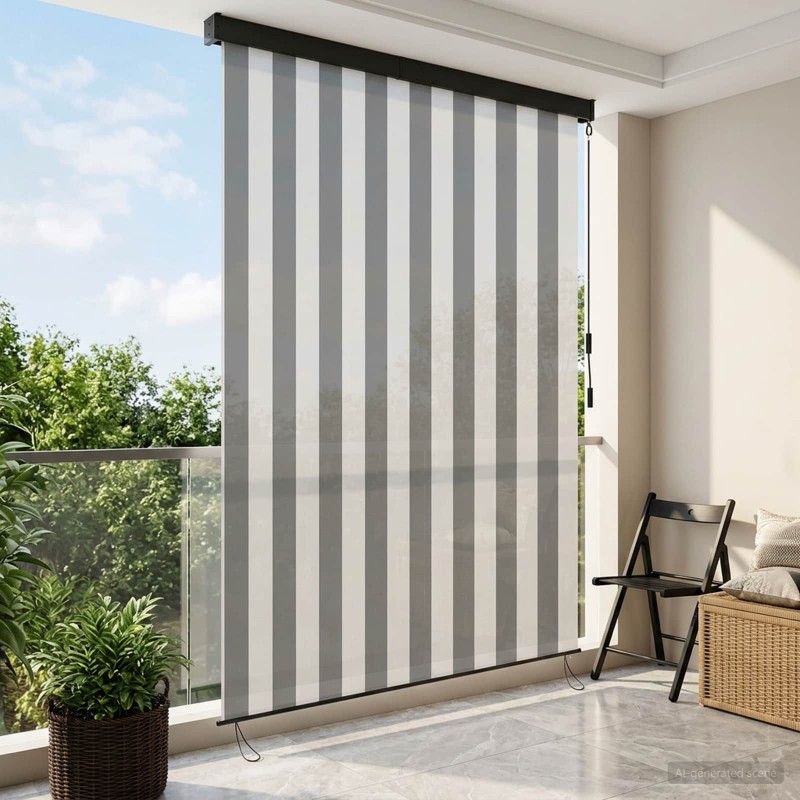 Store enrouleur Anthracite et blanc 140 x 250 cm 638117638117