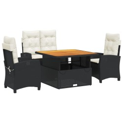Ensemble à manger de jardin 4 pcs avec coussins noir 638121638121