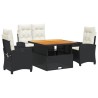 Ensemble à manger de jardin 4 pcs avec coussins noir 638121638121