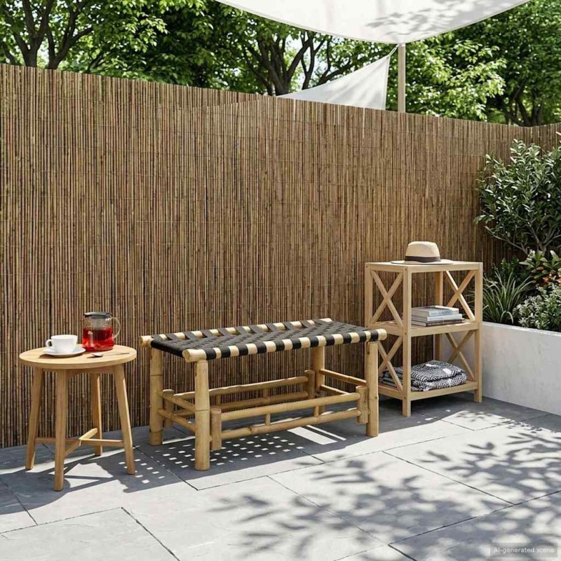 Banc de jardin 80 x 38 x 40 cm Bambou Naturel Rectangulaire 638140638140