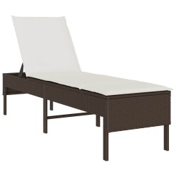 Transat avec coussin marron 55x200x44cm résine tressée 638168638168