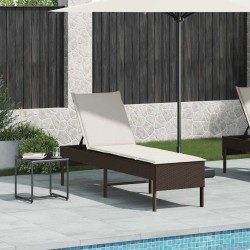 Transat avec coussin marron 55x200x44cm résine tressée 638168638168