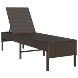 Transat avec coussin marron 55x200x44cm résine tressée 638168638168