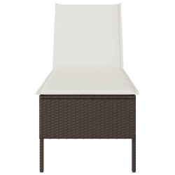 Transat avec coussin marron 55x200x44cm résine tressée 638168638168