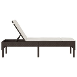 Transat avec coussin marron 55x200x44cm résine tressée 638168638168