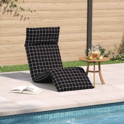 Transat pliant à carreaux noirs 175 x 54 x 8,5 cm tissu Oxford 638173638173