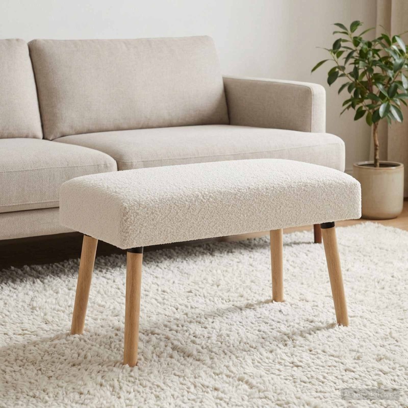 banc Uni Crème 80 x 40 x 46 cm Bouclé 638177638177