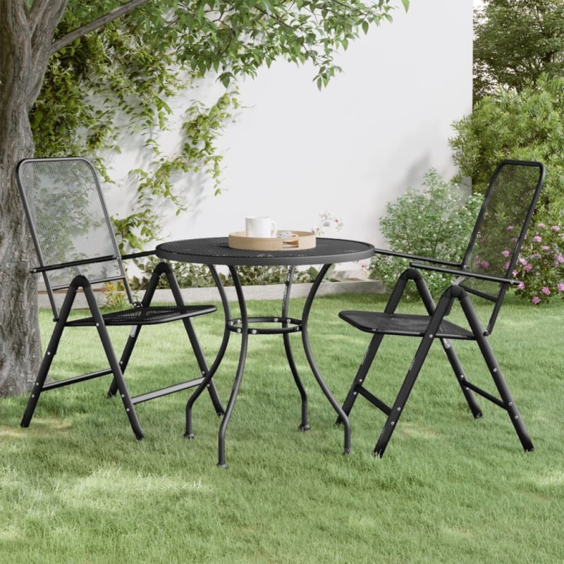 Table de jardin Ø80x72 cm Maille métallique Anthracite 638181638181