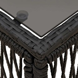 Table de Jardin Noir 55 x 55 x 37 cm Rattan PE et Verre 638183638183