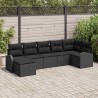 Ensemble de Canapés avec coussin 7 pcs Noir polyrotin 638186638186