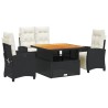 Ensemble à manger de jardin 4 pcs avec coussins noir 638190638190