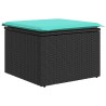 Salon de jardin 6 pcs avec coussins noir résine tressée acacia 638193638193