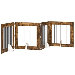 Porte de chien pliable avec supports 4 pcs Chêne fumé 321 cm 638204638204