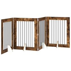 Porte de chien pliable avec supports 4 pcs Chêne fumé 321 cm 638205638205