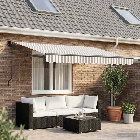Auvent rétractable Gris clair et blanc 3,5 x 2,5 m 638212638212